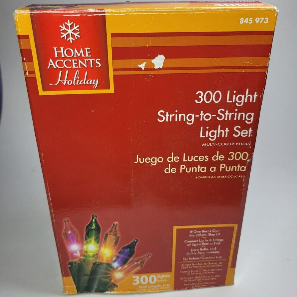 Home Accents Holiday 300ct Multicolored Christmas Lights 81 ft Green Wire NEW